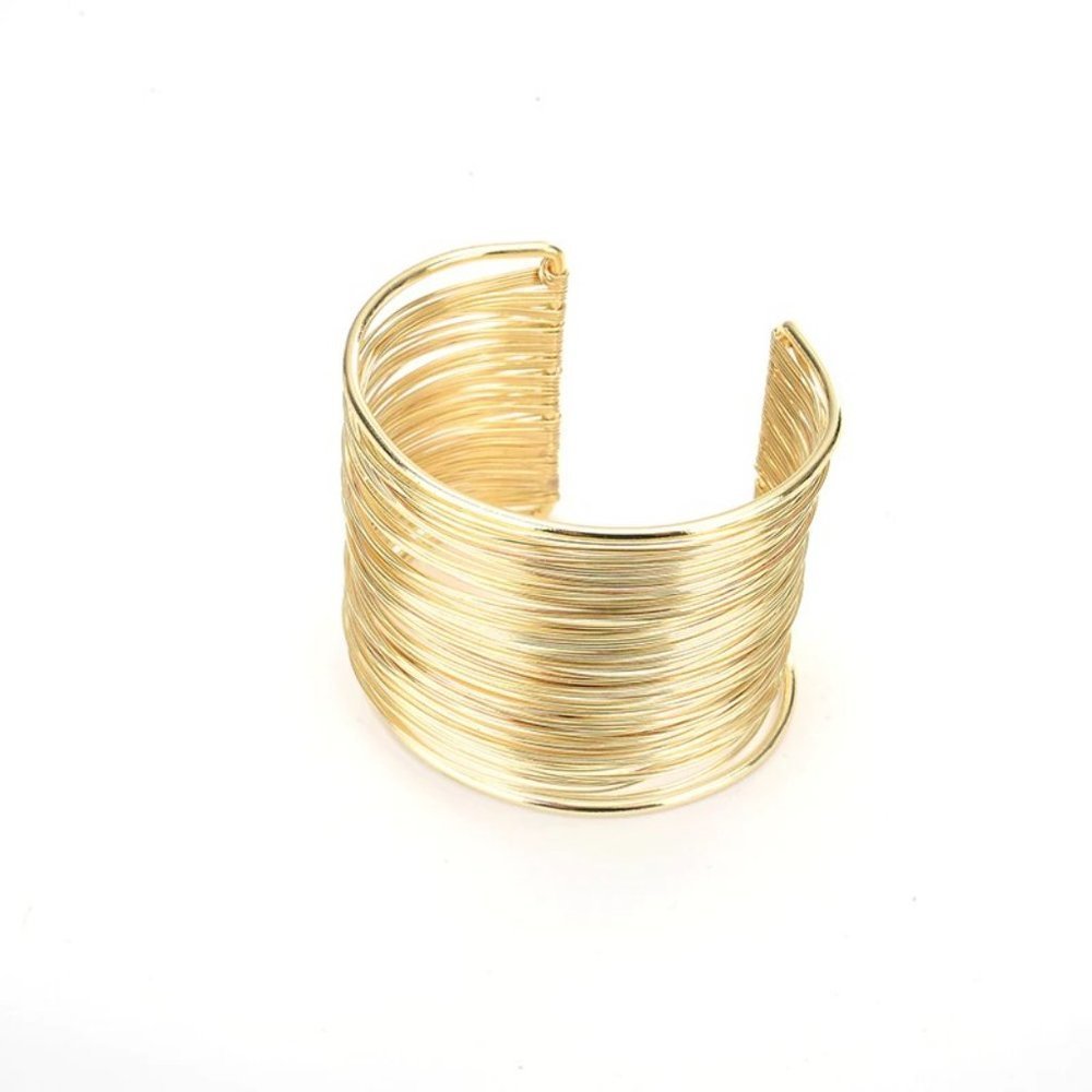 ❤️ NEW Gold-tone Wire Wrap Cuff Bracelet  2 1/4" Show Stopper
